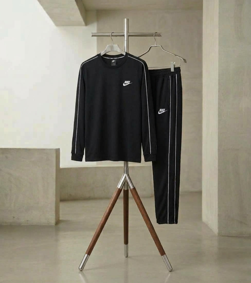 Men's Premium Dual-Stripe Tracksuit Set (Long Sleeve Tee + Trouser)